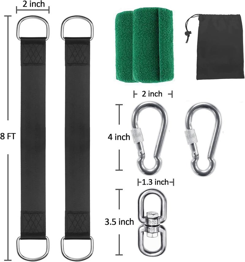 Werfeito Tree Swing Straps Hanging Kit (Set of 2), 3FT/8FT/10FT/20FT/30FT Tree Swing Straps Holds 5000 lbs with Tree Protector, Heavy Duty Carabiner and Swivel Perfect for Swings & Hammocks(8 FT) - Image 5